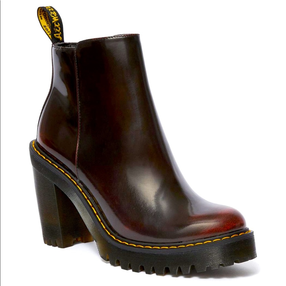 RARE Dr. Marten MAGDALENA ARCADIA HEELED CHELSEA BOOTS IN CHERRY RED Size 7